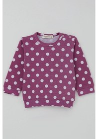 Resim Breeze Kız Bebek Pijama Takımı Omuzdan Patlı Beyaz Puantiye Desenli 4 Ay-1 Yaş, Eflatun Eflatun 