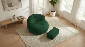 Resim Mila Modell Zümrüt Yeşili Puff & Armut Koltuk Relax Koltuk & Ayak Puflu 