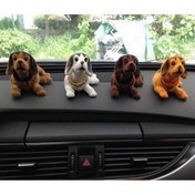 Resim BarkoFix 3 Adet Birlikte Set - Araç Torpido Üstü Kafa Sallayan Köpek Seti 14X7X7 cm Kahverengi Beyaz Turuncu 