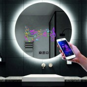 Resim Dnr-Mirror60 Cm Bluetoothlu Buğu Yapmayan Dokunmatik Tuşlu Beyaz Ledli Yuvarlak Banyo Aynası 