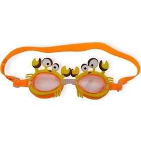 Resim Çocuk Yüzücü Gözlüğü Silikon Taşıma Çantalı Turuncu Yengeç - 9014 