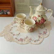Resim Tekli Paket Fransız Dantel İşleme Placemat, Polyester Dikdörtgen El Yıkama Dokuma Masa Padi, Vintage Tül Giysi Askı, Mobilya Dekoru, Fotoğrafçılık Aksesuarı Koster 