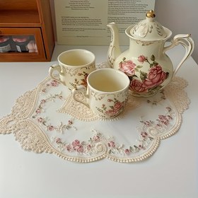 Resim Tekli Paket Fransız Dantel İşleme Placemat, Polyester Dikdörtgen El Yıkama Dokuma Masa Padi, Vintage Tül Giysi Askı, Mobilya Dekoru, Fotoğrafçılık Aksesuarı Koster 