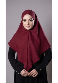 Resim Hürrem Bone Bordo Pratik Hazır Geçmeli Tesettür Eşarp Pamuk Caz Kumaş Düz Hijab 2306 16 