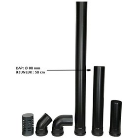 Resim 50 cm Uzunluk Elektrikli Tam Otomatik Pelet Sobalara Uygun Pelet Soba Baca Borusu ( Çapı 80 mm) 