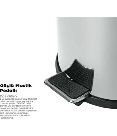 Resim Fndhome Pedallı Çöp Kovası 5 lt 430 Kalite Paslanmaz Banyo ve Wc Aksesuarı 