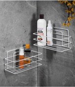 Resim 2'li Beyaz Yapışkanlı Banyo Rafı, Duş Şampuanlık, Paslanmaz Metal Duvar Rafı (Vidala veya Yapıştır) - TŞ-01 