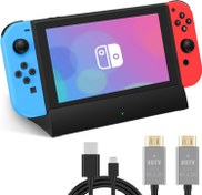 Resim RuntoGOL Anahtar için TV Yerleştirme İstasyonu, Taşınabilir Anahtar OLED Şarj Cihazı Standı Desteği 4K HDMI Çıkışı, Resmi Nintendo Anahtar Tabanı için Değiştirme, Tip C ve HDMI Kablolu Anahtar Yuvası 