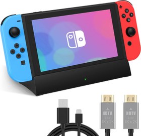 Resim RuntoGOL Anahtar için TV Yerleştirme İstasyonu, Taşınabilir Anahtar OLED Şarj Cihazı Standı Desteği 4K HDMI Çıkışı, Resmi Nintendo Anahtar Tabanı için Değiştirme, Tip C ve HDMI Kablolu Anahtar Yuvası 