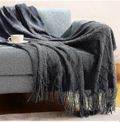 Resim Nordic Örme Battaniye - Yumuşak, Dokulu Ve Düz, Avrupa'da Kanepe, Yatak Ve Noel Dekorasyonu İçin 130x230 Cm Cl - Koyu Mavi 