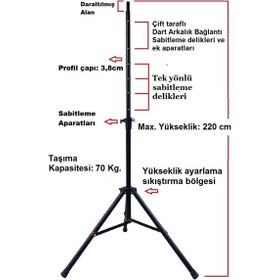Resim Tripod Ayaklı Dart Arkalık Stand Seti Dartsan 