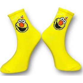 Resim Me-vo 2'li Unısex Sevimli Karakter Tasarımlı Esnek Nem Alabilen Pamuklu Spor Soket Çoraplar Çok Renkli 