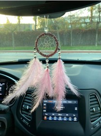 Resim EL YAPIMI Pembe Tüylü Taşlı Araç Süsü Bebek Odası Süsü Hediyelik 06 