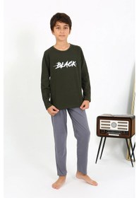 Resim Akbeniz Erkek Çocuk Uzun Kol Penye Pijama Takım 20437 Haki 