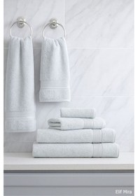 Resim 6 Parça Banyo Havlusu Seti %100 Pamuklu 70x140 Cm Serenio Açık Gri-açık Gri 