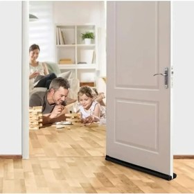 Resim Arnee 17 Adet Kapı Altı Rüzgar Önleyici Siyah Izolasyon Bandı Soğuk Önleyici Çift Taraflı Isı Yalıtımı Ses Koku Işık Eşik Kesici Sünger 