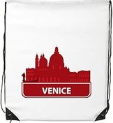 Resim DIYthinker Kadın Venedik İtalya Kırmızı Landmark Desen İpli Sırt Çantası İnce Çizgiler Alışveriş Yaratıcı Çanta Omuz Environ Tal Polyester Çanta, Çok renkli, One Size, sırt çantası 