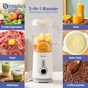 Resim Simplus 3'ü 1 Arada Çok Fonksiyonlu Mutfak Makinesi, Paslanmaz Çelik Bıçaklı Yüksek Güçlü 380W Blender, Et Kıyma Makinesi, Meyve ve Sebze Sıkacağı, Fasulye Öğütücü, Ev Mutfağı Kullanımı İçin Pratik, Çeşitli Malzemeleri Karşılar, Kısa Süre Düşük Ses, Kuru Öğütme Kabı 300ml, Et Kıyma Kabı 500ml, Karıştırma Kabı 1250ml, Üç Farklı Kap Günlük İhtiyaçları Karşılar 