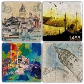Resim Oscar Stone Decor Bardak Altlığı- 4 Lü Set(10 Cmx10 Cm) Ba099 