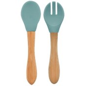 Resim OiOi Silikon Mama Çatal Kaşık Seti Aqua Green 