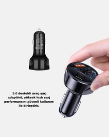 Resim 360 Döner Telefon Tutucu Ve 55w Hızlı Araç Şarj Aksesuar Seti 