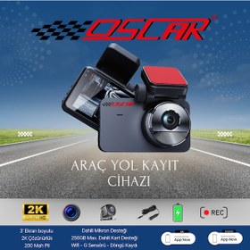 Resim 2k Quad Hd Araç Yol Kayıt Cihazı Ön 2k Arka 1080p Wifi Uyumlu Araç Kamerası G-sensörü Gece Görüşü 