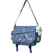 Resim Tenfowee "retro Tarzı Postacı Çantası - Büyük Kapasiteli Omuz Çantası, Mavi Renk, Zincirli Açma" Mavi 