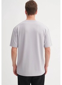 Resim Cazador Relax Fit Bisiklet Yaka Örme Gri Erkek T-shirt 40070 