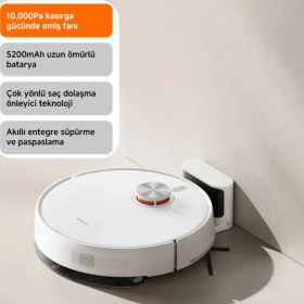 Resim Xiaomi 10000PA Robot Vacuum Akıllı Robot Süpürge 180 Dakika Çalışma 5200MAH Batarya Lds Lazer 3D Haritalama Süpürme Silme Beyaz 