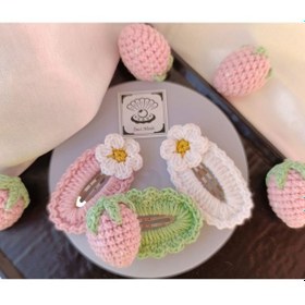 Resim Çilekli Papatya Çiçekli Açık Yeşil Açık Balerin Pembe 3 Lü Çıtçıt Çok Renkli 