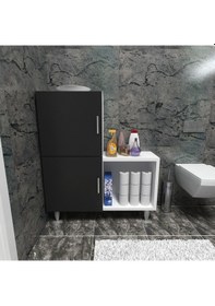 Resim Moonlife 2 Kapaklı L Çok Amaçlı Banyo Dolabı Siyah 