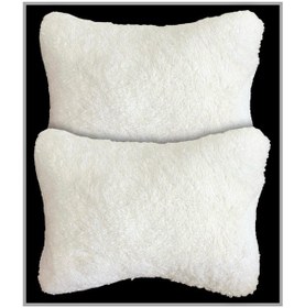 Resim Beyaz Pelüş Ortopedik Araç Oto Koltuk Seyahat Boyun Yastığı / 2li 