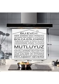 Resim Decorita Cam Ocak Arkası Koruyucu |Bu Ev-Beyaz Fon| 52cm x 60cm 