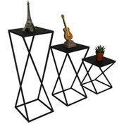 Resim Metal Çapraz Ayaklı Zigon Sehpa Çiçeklik 3 ‘Lü Set Wd-21 