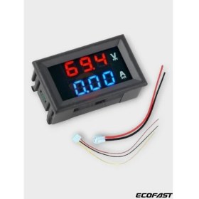 Resim Ecofast Dijital Dual Voltmetre Ampermetre Volt Akım Ölçer Dc 0-100V 10A Kırmızı-Mavi, Voltmetre, Ampermetre 