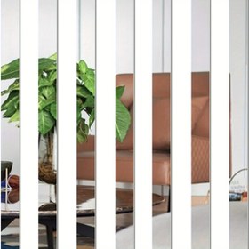 Resim 10 Adet 5 * 20 cm Boyutunda Dikdörtgen Akrilik Ayna Duvar Çıkartmaları, Kendinden Yapışkanlı Ayna Çıkartmaları, Yumuşak Ayna 