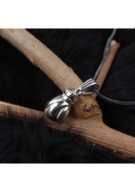 Resim Glorria Gümüş Erkek Boks Eldiveni Kolye Siyah 