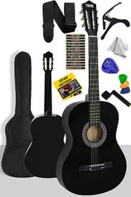 Resim Midex CG-270BK Siyah Klasik Gitar 4/4 Yetişkin Boy Sap Ayarlı Full Set 
