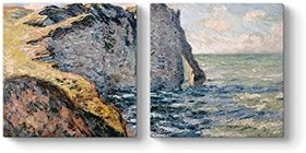 Resim Claude Monet - The Cliff of Aval Tablosu 103 x 50-2 Parçalı 