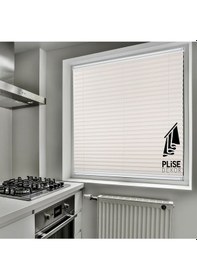 Resim Plise Dekor Beyaz Plise Perde - Cam Balkon Perdesi Yapıştırma Profilli 