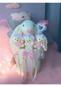 Resim Led Işıklı Özel Kutuda Uyku Arkadaşı Bunny Peluş Tavşan İle Yeni Doğan Hediye Seti- Babyshower ,yenidoğan Hediyesi 