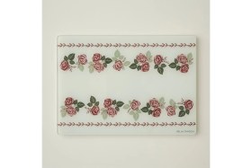 Resim Feyza Design Şık Rose Cam Kesme Tahtası 35X25 Cm, Zarif ve Kullanışlı Tasarım 