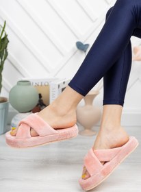 Resim Moda Frato Modafrato SMT-02 Çapraz Kadın Ev Terliği Kışlık Yünlü Terlik 