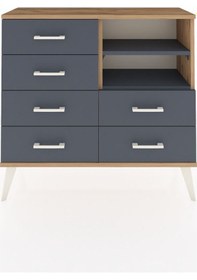 Resim Arges Şifonyer 2 Raflı 6 Çekmeceli 88x30x80 Çam-antrasit Antrasit 