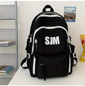 Resim Honeybeeshop Siyah Kampüs Seyahat Sırt Çantası Yüksek Estetik Dayanıklı Ve Rahat Siyah 