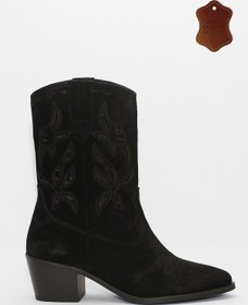 Resim wanita milano Kadın Süet Kovboy Bot İşlemeli Gerçek Deri Western Tarz Rahat Kullanım 