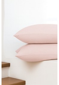 Resim Vevra 2 Li Düz Pudra Renk Yastık Kılıfı Pamuklu Kumaş Fermuarlı Gri 