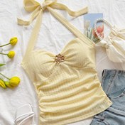 Resim Kadınların V-Neck Çiçekli Metal Tokalı Sırtı Açık Üstü, Dokulu Kumaşla Uyumlu, Tatiller, Tarihler, Öğleden Sonra Çay, Tatiller, Müzik Festivalleri, Bohem Tarzı İçin Uygun 