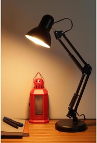 Resim Huzur Elektrik Akrobat E27 Duy Siyah Renk Masa Lambası Led Ampul Dahil 
