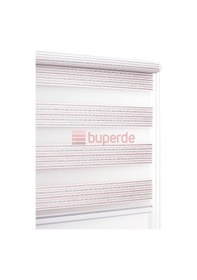 Resim Buperde Pembe Pudra Beyaz Renkli Pilise Pliseli Zebra Stor Perde 